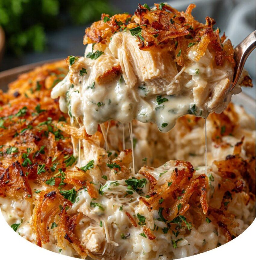 French Onion Chicken Rice Bake