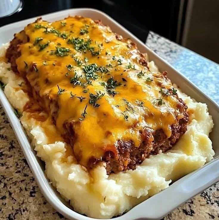 Cheesy Meatloaf with Creamy Mashed Potatoes