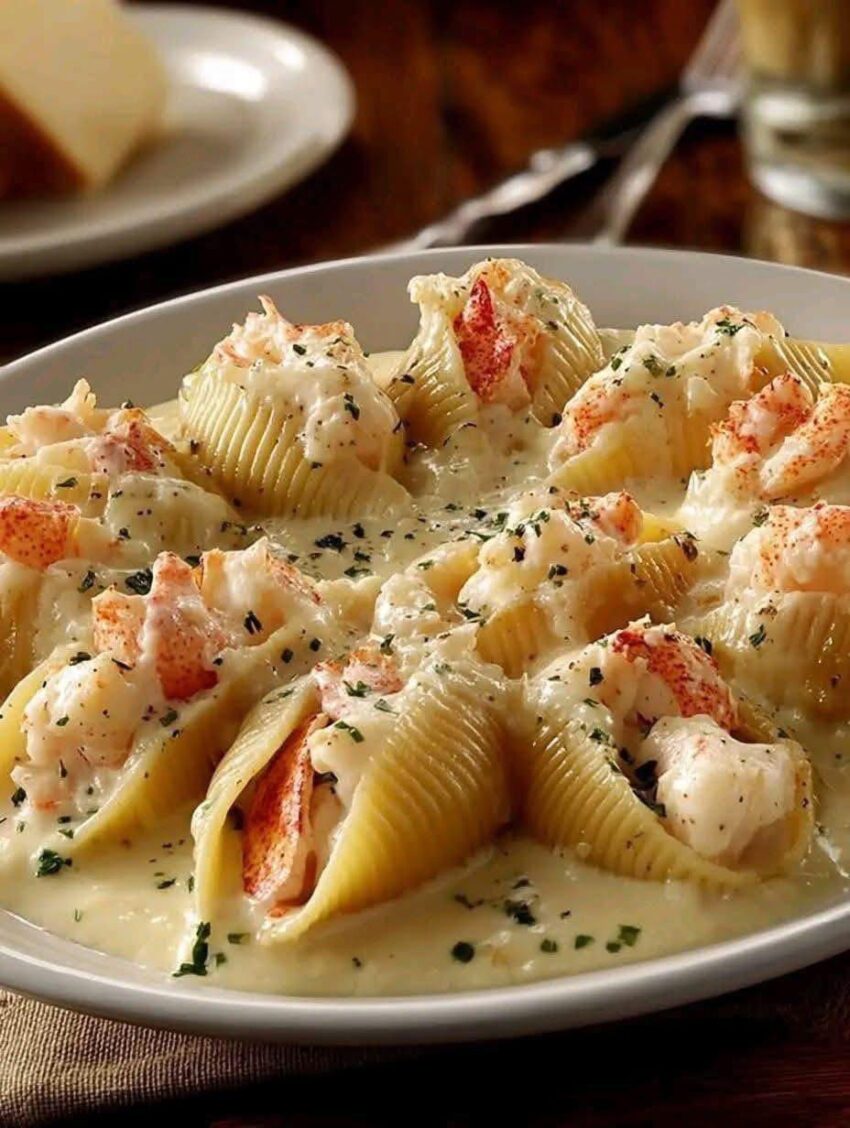 Garlic Butter Lobster Filled Jumbo Pasta Shells