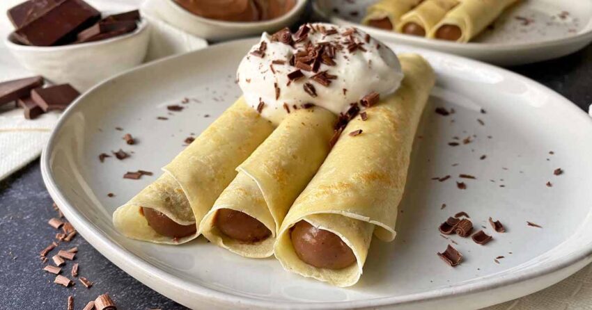 Golden Chocolate Cream Crêpes